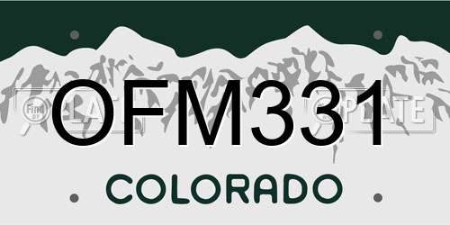 OFM331 Colorado License Plate