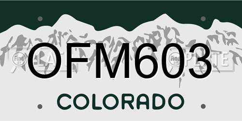 OFM603 Colorado License Plate