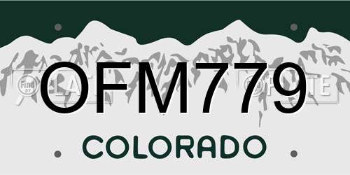 OFM779 Colorado License Plate