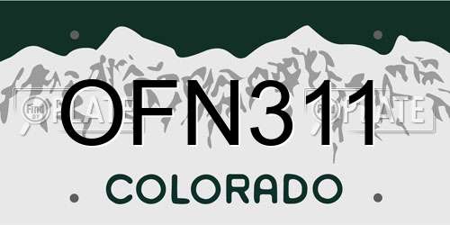 OFN311 Colorado License Plate
