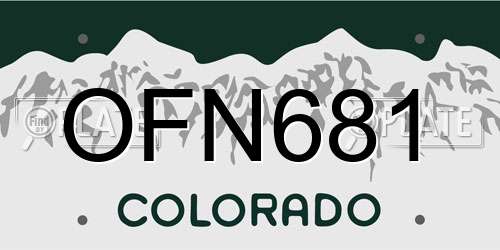 OFN681 Colorado License Plate