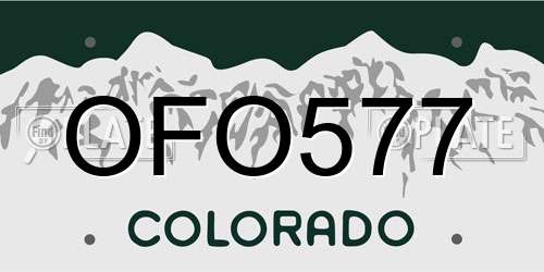 OFO577 Colorado License Plate