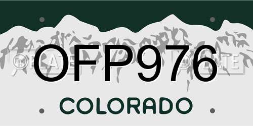 OFP976 Colorado License Plate