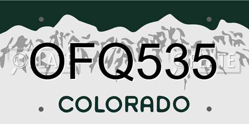 OFQ535 Colorado License Plate