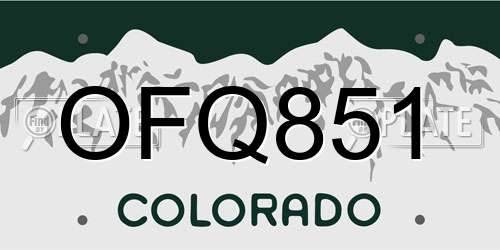 OFQ851 Colorado License Plate