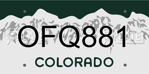 OFQ881 Colorado License Plate