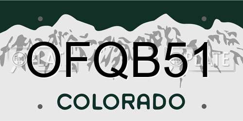 OFQB51 Colorado License Plate