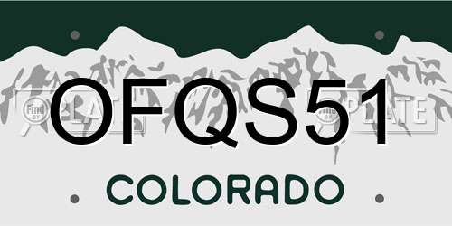 OFQS51 Colorado License Plate