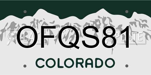 OFQS81 Colorado License Plate