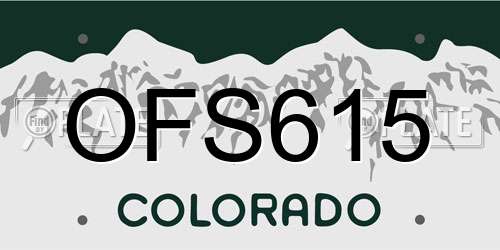OFS615 Colorado License Plate