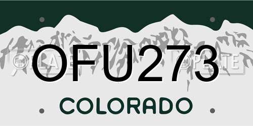 OFU273 Colorado License Plate
