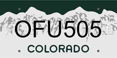 OFU505 Colorado License Plate