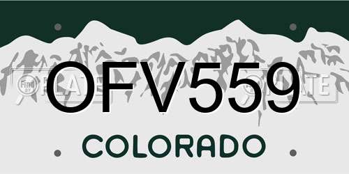 OFV559 Colorado License Plate