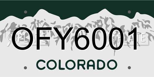 OFY6001 Colorado License Plate