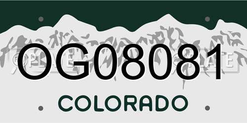 OG08081 Colorado License Plate