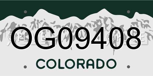 OG09408 Colorado License Plate