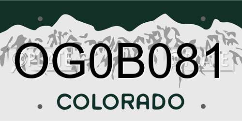 OG0B081 Colorado License Plate