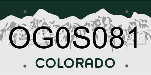 OG0S081 Colorado License Plate