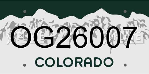 OG26007 Colorado License Plate