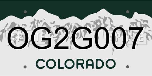 OG2G007 Colorado License Plate