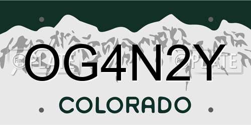 OG4N2Y Colorado License Plate