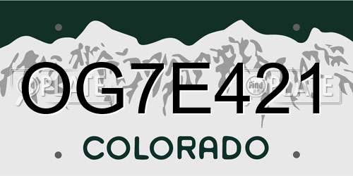 OG7E421 Colorado License Plate