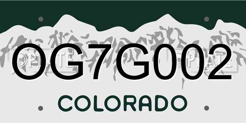 OG7G002 Colorado License Plate