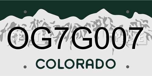 OG7G007 Colorado License Plate