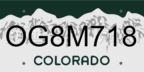 OG8M718 Colorado License Plate