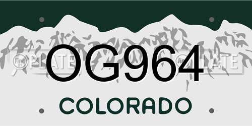 OG964 Colorado License Plate