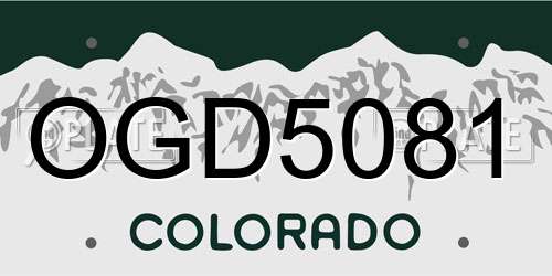 OGD5081 Colorado License Plate