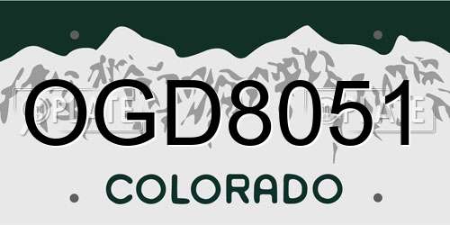 OGD8051 Colorado License Plate
