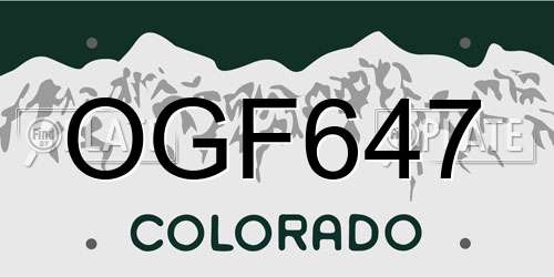 OGF647 Colorado License Plate