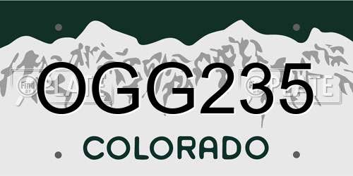 OGG235 Colorado License Plate