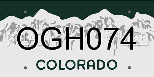OGH074 Colorado License Plate