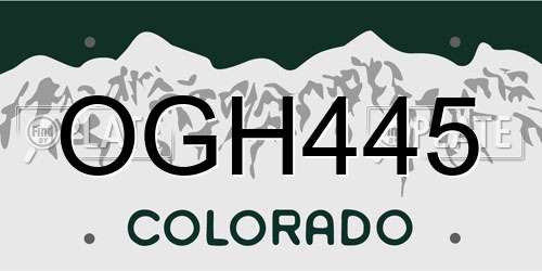 OGH445 Colorado License Plate