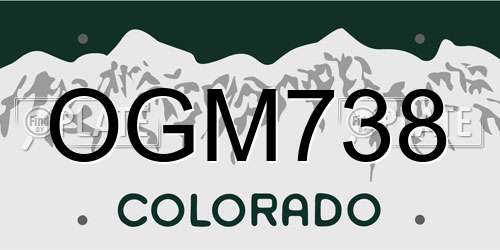 OGM738 Colorado License Plate