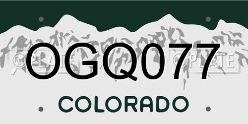 OGQ077 Colorado License Plate