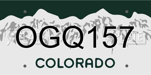 OGQ157 Colorado License Plate