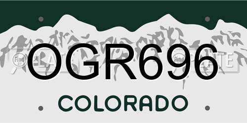 OGR696 Colorado License Plate