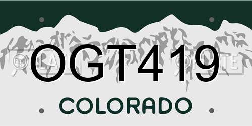 OGT419 Colorado License Plate