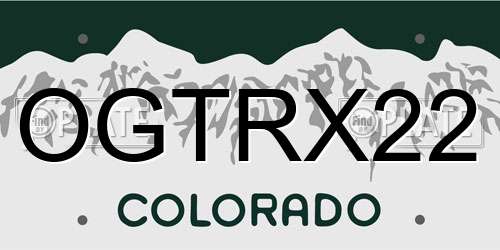 OGTRX22 Colorado License Plate