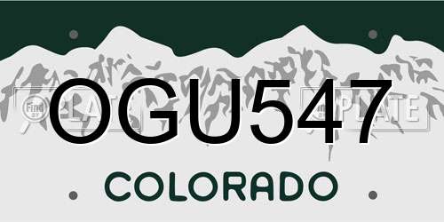 OGU547 Colorado License Plate