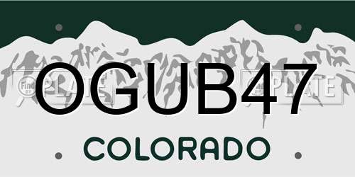 OGUB47 Colorado License Plate