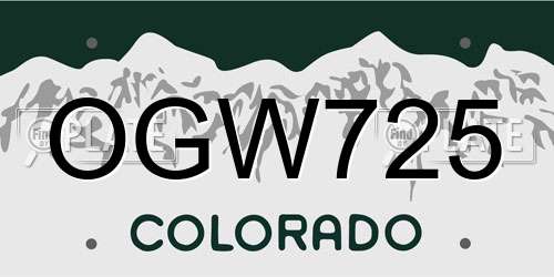 OGW725 Colorado License Plate