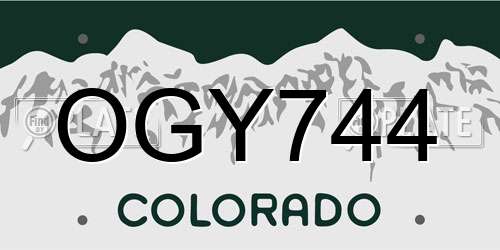 OGY744 Colorado License Plate