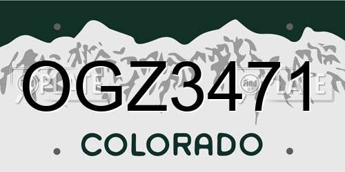 OGZ3471 Colorado License Plate