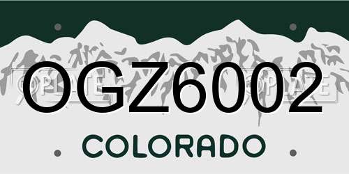 OGZ6002 Colorado License Plate