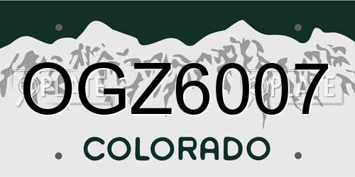 OGZ6007 Colorado License Plate