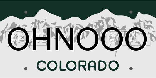 OHNOOO Colorado License Plate